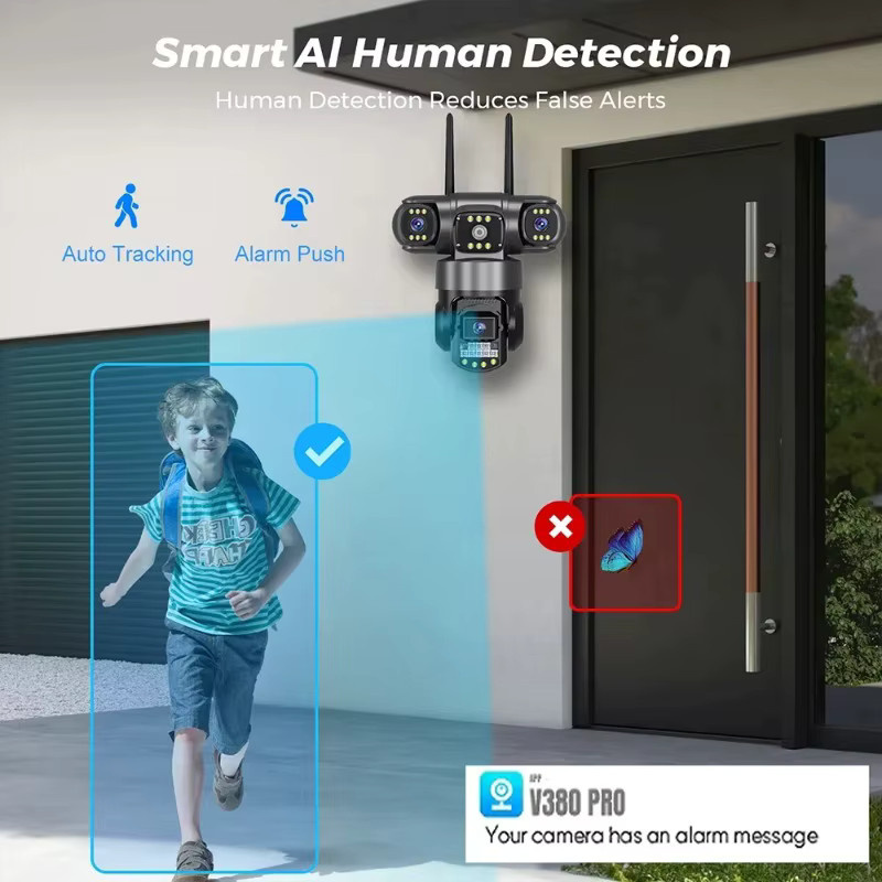 Multi-Objektiv 4G PTZ Kabellose CCTV-Kamera in Schwarz für die wetterfeste Smart Home Außenüberwachung mit Echtzeit-Fernvideoüberwachung - Bild 7