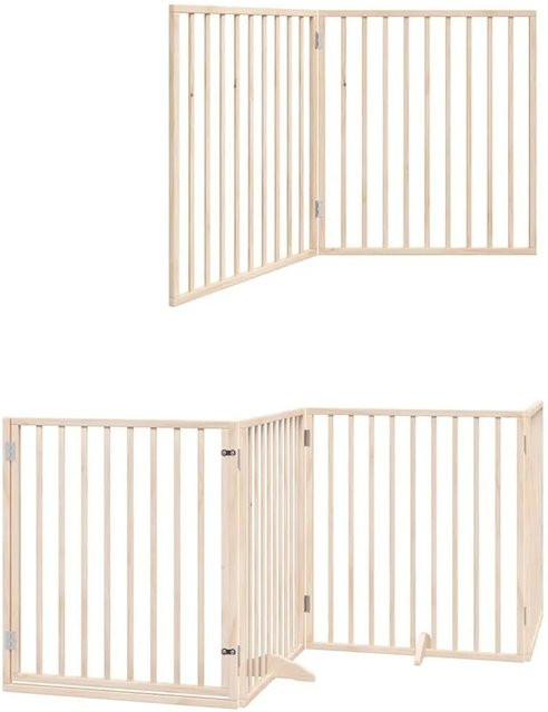 vidaXL Hundetor aus Pappelholz mit Tür, faltbar, 12-teilig, braun/beige - Bild 1