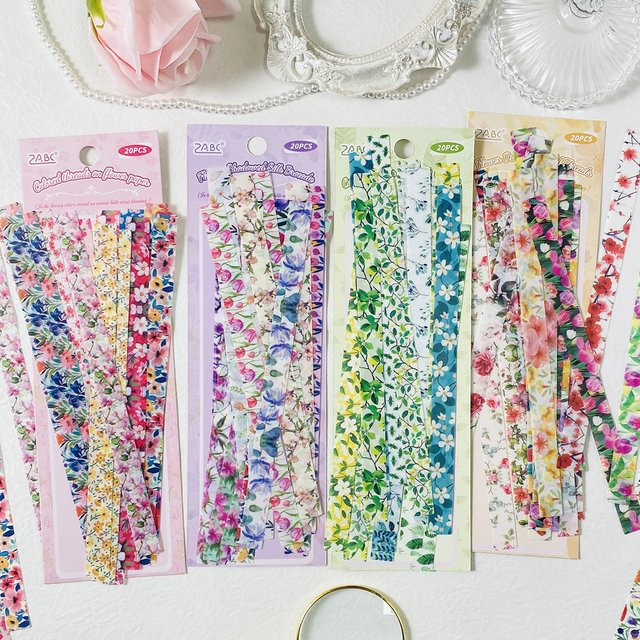 Journamm 20 Stück Vintage Floral PET Lange Streifen Aufkleber in Multicolour für Scrapbooking, Journal und DIY Dekorationen - Bild 1