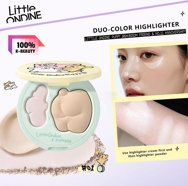 Little ONDINE Duo-Color Highlighter Glowing Apricot, beige, 3g+6.5g - Bild 1