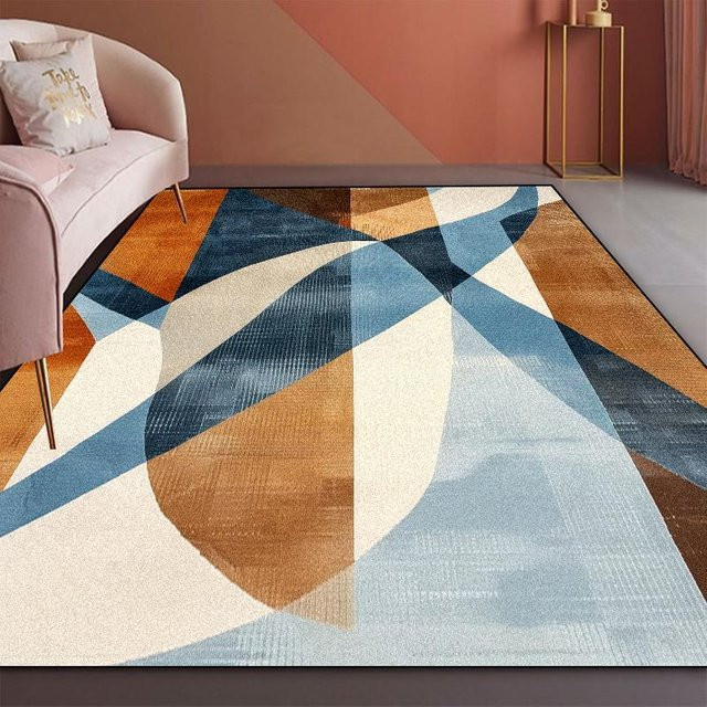 Moderner geometrischer Teppich von Karpetti in Blau für Wohnzimmer und Schlafzimmer, B/T: 160 x 100 cm - Bild 1