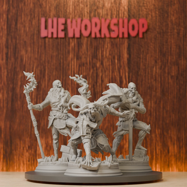 Undead Soldier-Trio Bundle, Miniaturen, DND, Pathfinder, Harz, Grau - Bild 1