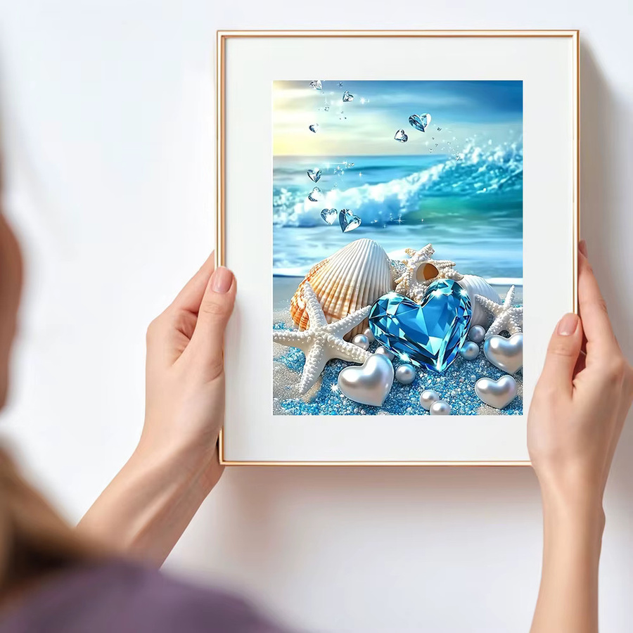Huacan Diamantmalerei Set Muscheln am Meer mit Herz Motiv in Multicolour B/H: 30 x 20 cm - Bild 2