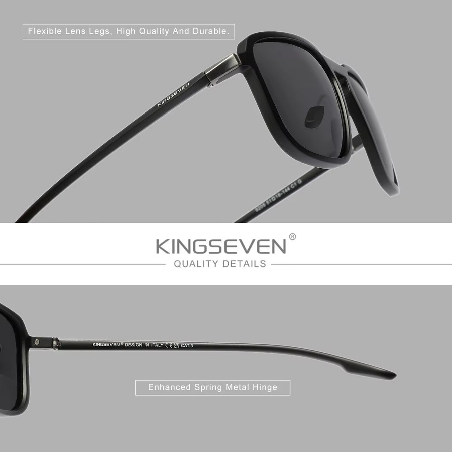 KINGSEVEN Sonnenbrille, Square, Vollrand, Schwarz, Unisex, polarisiert - Bild 2