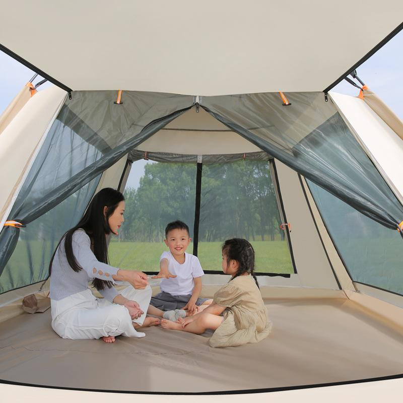 Binchi Outdoor Sturmparkzelt beige, faltbares und winddichtes Automatikzelt mit Glasfasergestänge - Bild 2