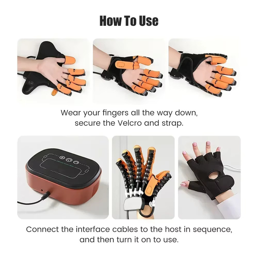 JBMBHC Hand Rehabilitations Roboter Handschuh für Physiotherapie bei Hemiplegie und Schlaganfall in Schwarz - Bild 4