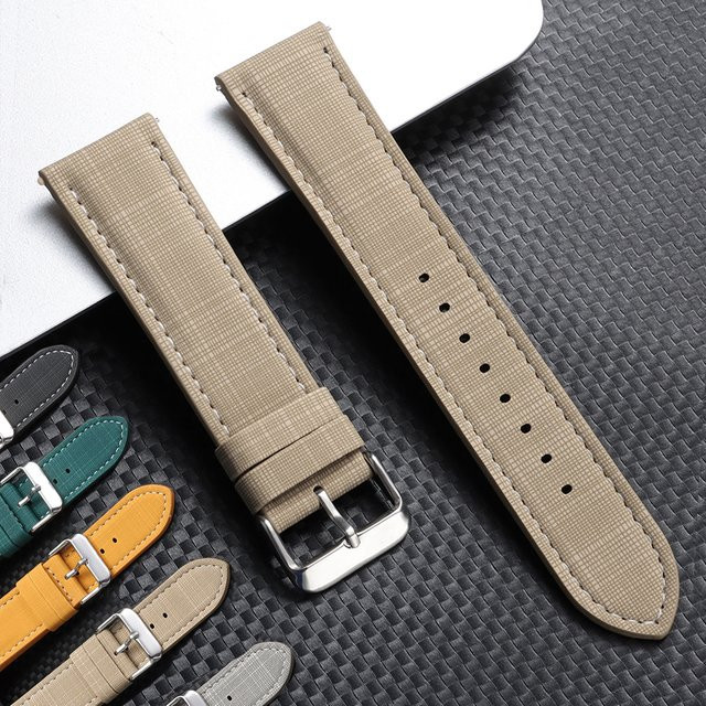 HQstrap Uhrenarmband Leder, Karomuster, Schwarz, Beige, Grau, Unisex - Bild 1