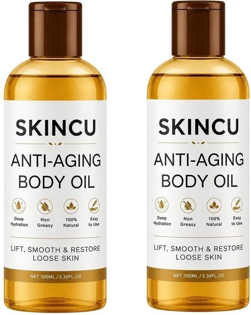 SKINCU Körperöl, 2x 100 ml, mit Jojobaöl, Hagebuttenöl, Traubenkernöl, Vitamin E, Rosmarinextrakt - Bild 1