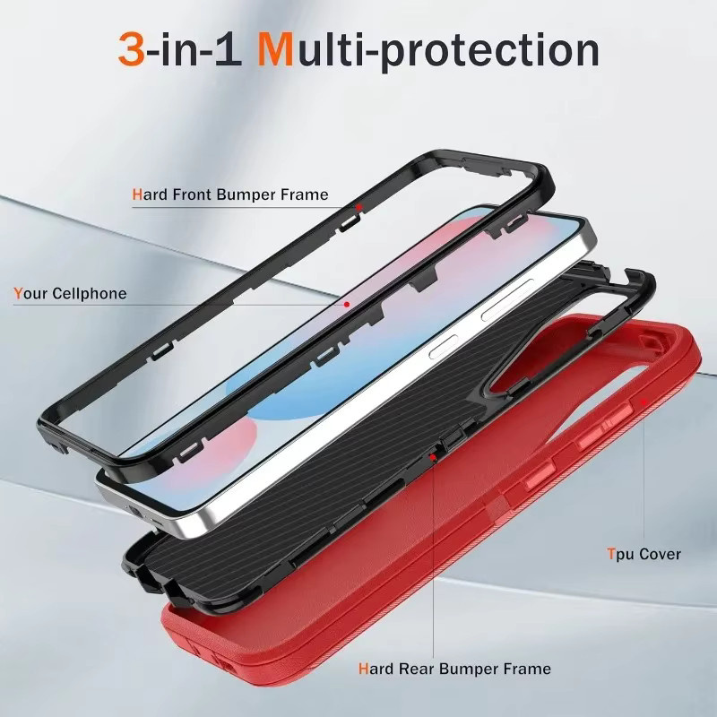 Militärisch robuste Stoßschutz-Hülle mit 2x HD-Displayschutzfolie für Samsung Galaxy S26 Ultra S25 S24 S23 FE S22 Plus OTT-BOX Cover in Petrol oder Rot - Bild 4