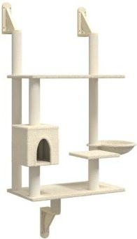 vidaXL Kratzbaum zur Wandmontage mit Kratzsäule aus Sisal in Beige, Höhe: 153 cm - Bild 1