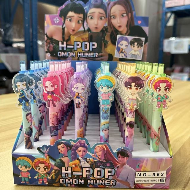 24 Stück KPop Teufelsjäger Kugelschreiber im Anime Cartoon Design, Schwarze und Mehrfarbige Schreibwaren für die Schule - Bild 1