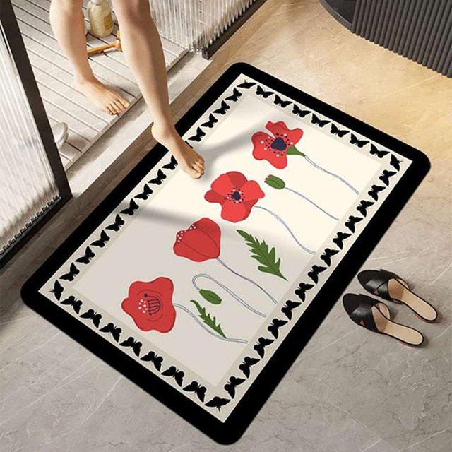 Saugfähige Badezimmer-Bodenmatte von Yiran Furniture in Weiß, schnelltrocknend und rutschfest, B/T: 80 x 50 cm - Bild 1