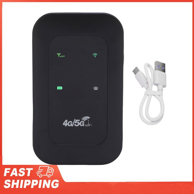 KKMOON Mobiler 4G-5G WLAN-Router mit 2100 mAh Akku, 300 Mbit/s und Unterstützung für bis zu 10 Geräte, Schwarz - Bild 1