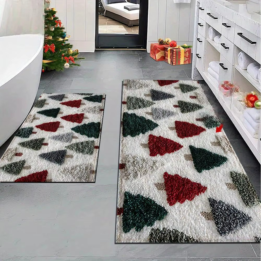 VIKAMA Weihnachts-Badezimmer Matte, rutschfest und schnell trocknend, maschinenwaschbar, mehrfarbig - Bild 2