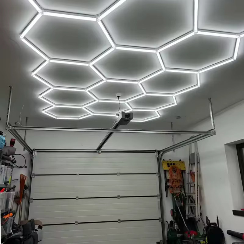 PIBAOGU Hexagon LED-Deckenleuchte in Weiß, superhelle sechseckige Garagenbeleuchtung mit 6500K Cool White Lichtfarbe - Bild 2