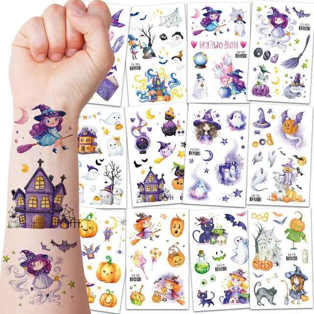 ROCOOART Halloween Glitzer Temporäre Tattoos, Wasserdicht - Bild 1