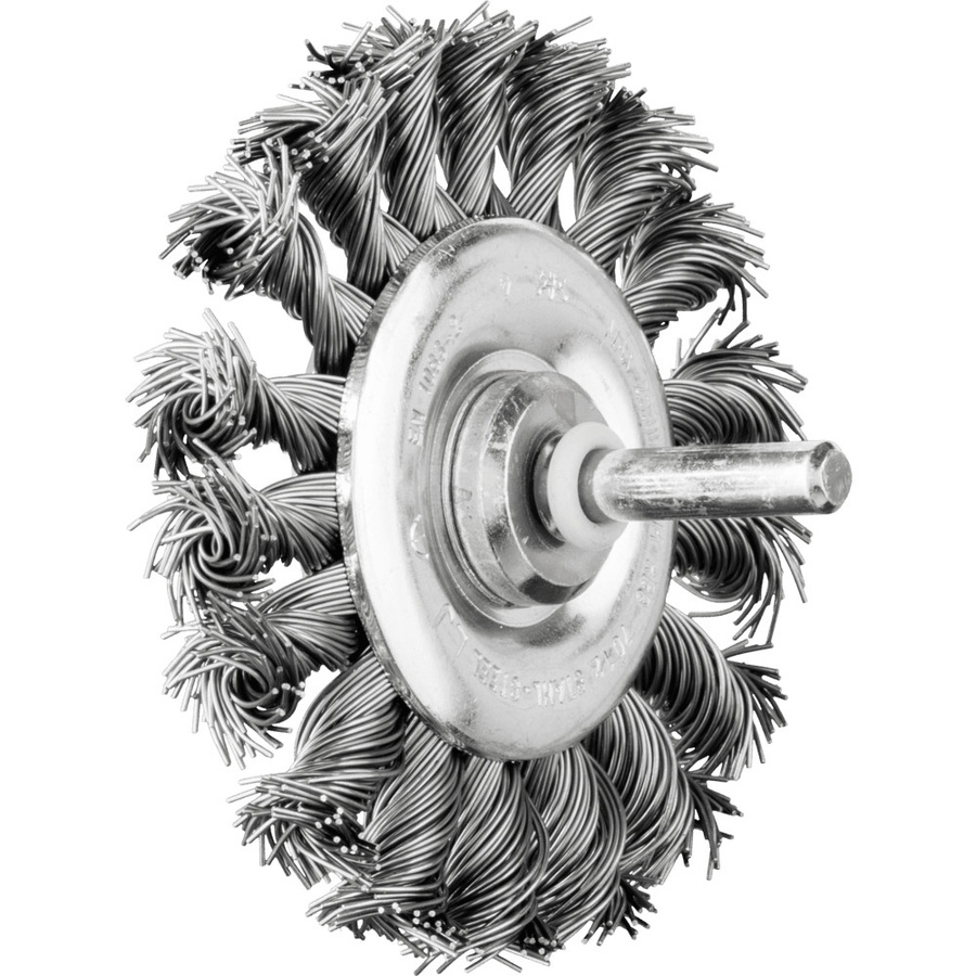 PFERD TOOLS Rundbürste gezopft RBG in Silber mit Stahl-Draht-Ø 0,50 mm, Durchmesser: 76 mm, Schaft-Ø: 6 mm - Bild 1