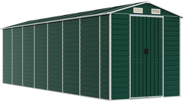 vidaXL Gerätehaus aus verzinktem Stahl in Grün mit Schrägdach, B/T/H: 191 x 640 x 198 cm - Bild 1
