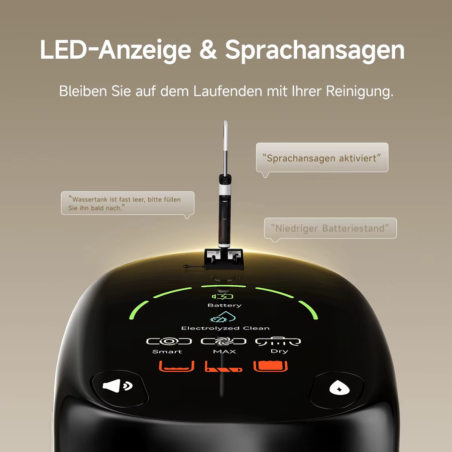 UWANT D500 Nass-Trockensauger in Weiß mit 17000 Pa Saugkraft, 180 Grad Lay-Flat Funktion, AI Selbstreinigung und 65 Grad Celsius Heißlufttrocknung sowie dreiseitiger Randreinigung - Bild 7