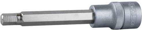 KS Tools 1/2" Bit-Stecknuss Innensechskant lang 14mm aus Chrome Vanadium in Silber - Bild 1