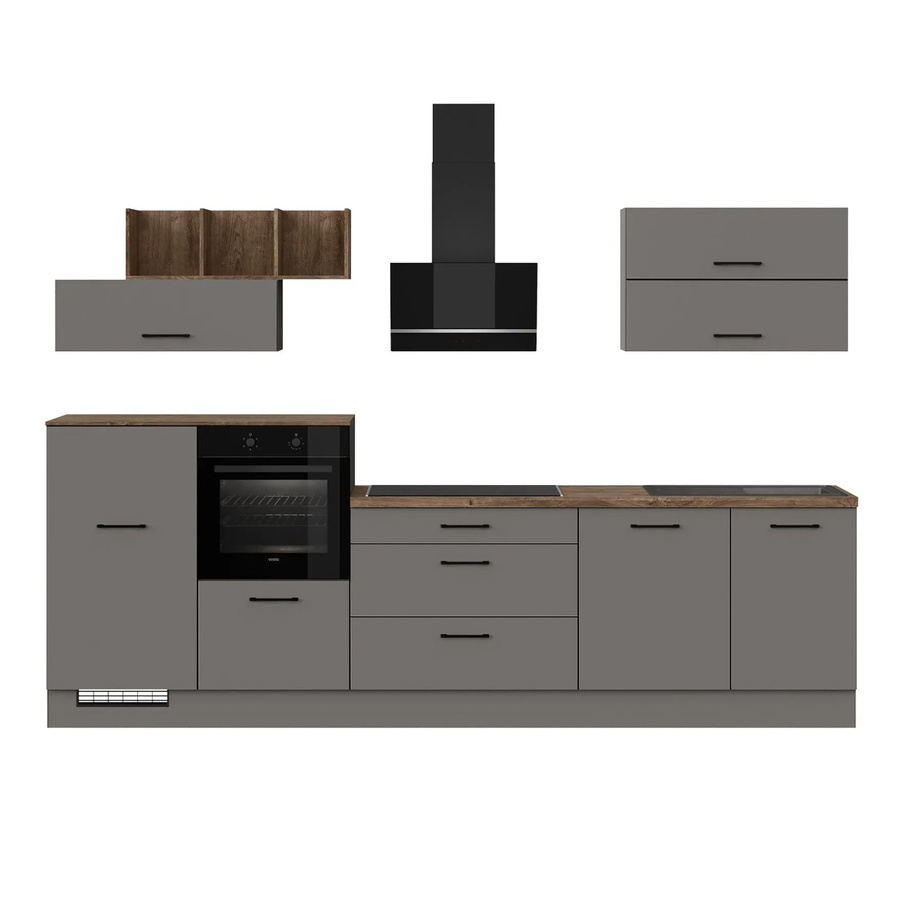 Impuls Küchen Küchenzeile IBZ4320GL modern in Grafit und Eiche, Breite: 320 cm - Bild 2