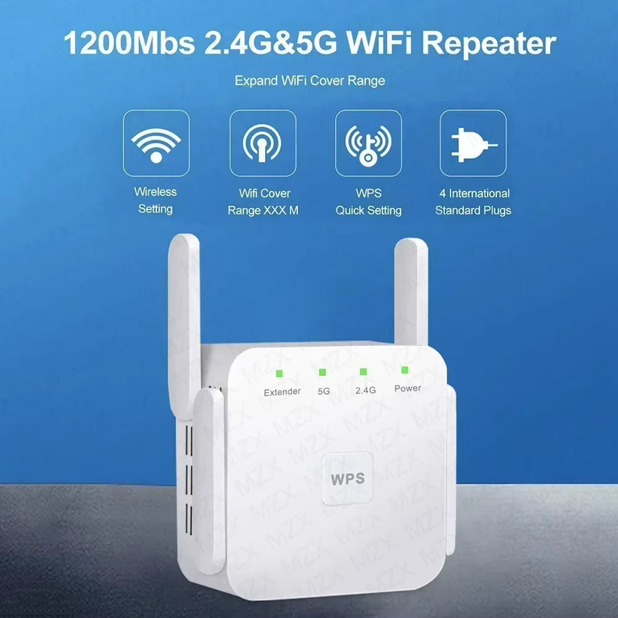 MZX Dual-Band WLAN-Repeater mit 1200Mbps, 5G und 2,4GHz, Wi-Fi Signalverstärker mit Ethernet-Anschluss, Weiß - Bild 2