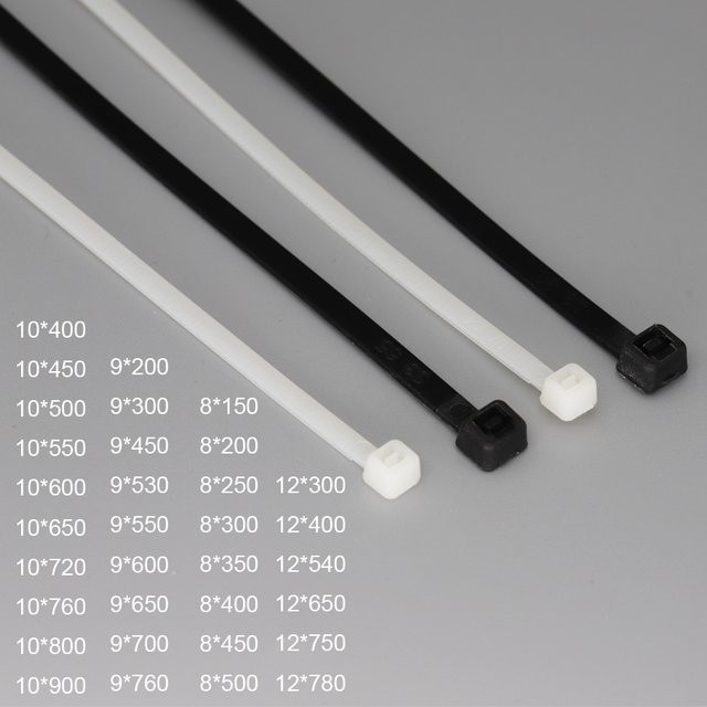 Selbstsichernde Nylon Kunststoff Kabelbinder in Schwarz und Weiß zur Kabelbefestigung - Bild 1