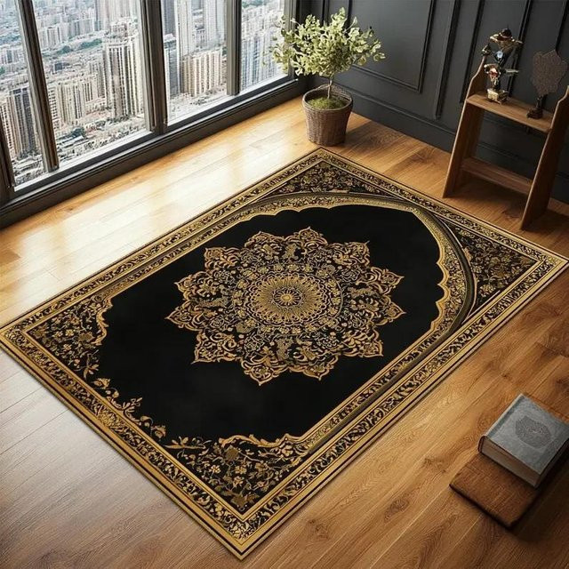 Wucifang Jewelry Gebetsteppich Orientalisches Design, Schwarz, B/T: 60 x 40 cm - Bild 1