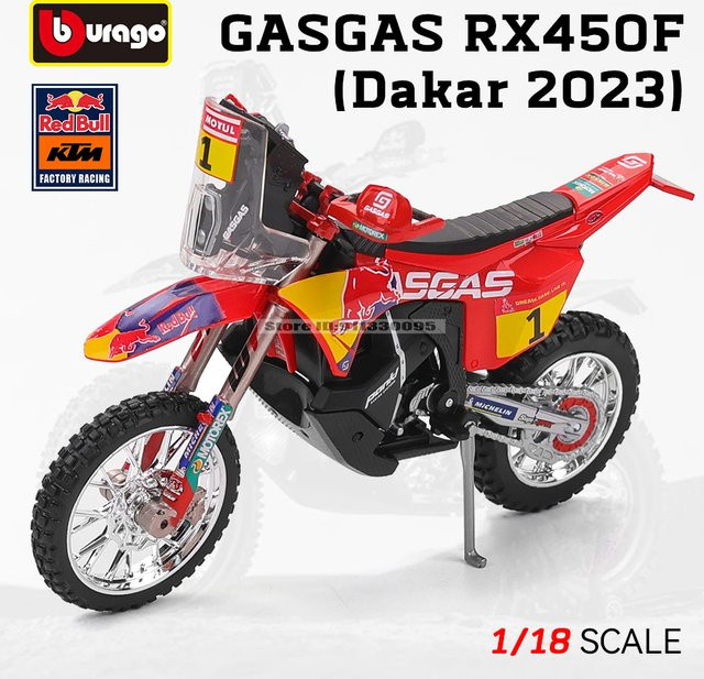 Bburago GASGAS BMW RX450F R Rally, Modell Motorrad, 1:18, ab 3 Jahren - Bild 1