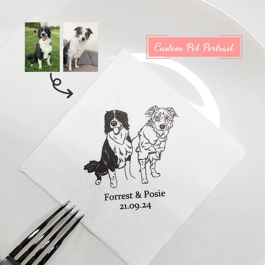 Personalisierte Airlaid-Cocktailservietten von PARARTDIY mit Goldfolie für deine Hochzeit - Bild 1