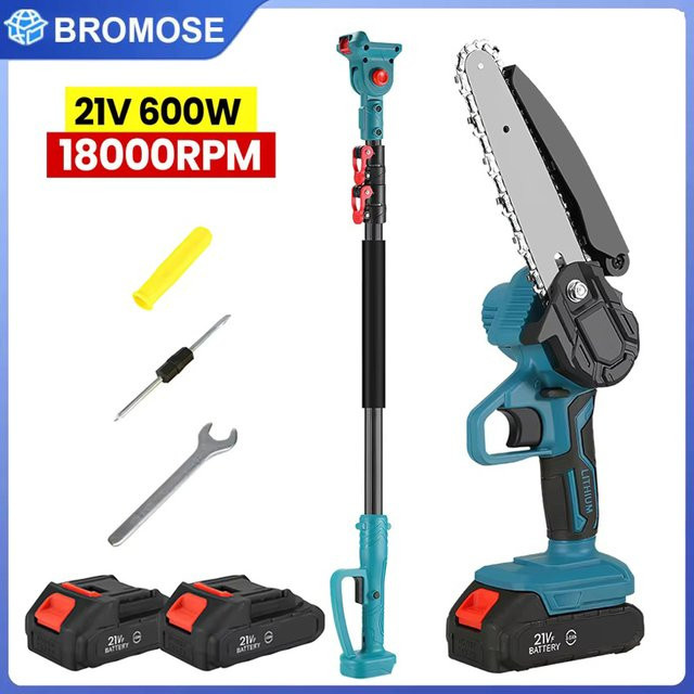 Bromose 2-in-1 Elektrische Gartensäge mit 6-Zoll-Minisäge und 2-Meter-Astschere für 21V Akku - Bild 1