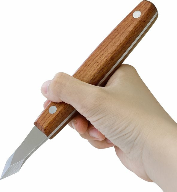 Allsome Markierungsmesser für die Holzbearbeitung aus Kohlenstoffstahl mit Holzgriff und Lederscheide, 7,6 Zoll - Bild 1