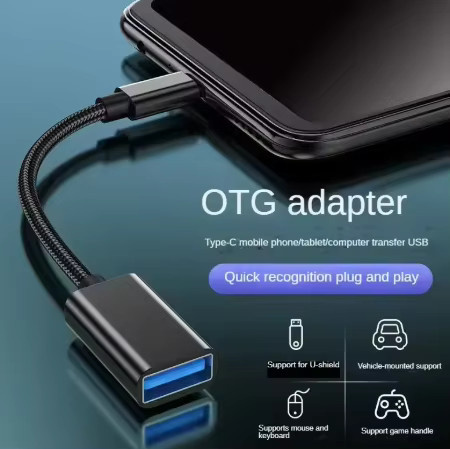 OTG USB-C auf USB-A Adapterkabel in Schwarz für Macbook, Huawei, Xiaomi und Realme - Bild 3