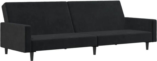 vidaXL Schlafsofa 2-Sitzer Click-Clack in Schwarz aus Samt mit Massivholzrahmen - Bild 1