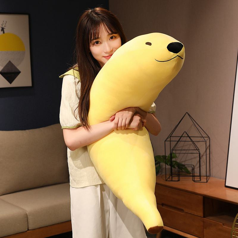 Kawaii Lustiger Hund mit Banane Plüschtier Stoffpuppe 90cm - Bild 1