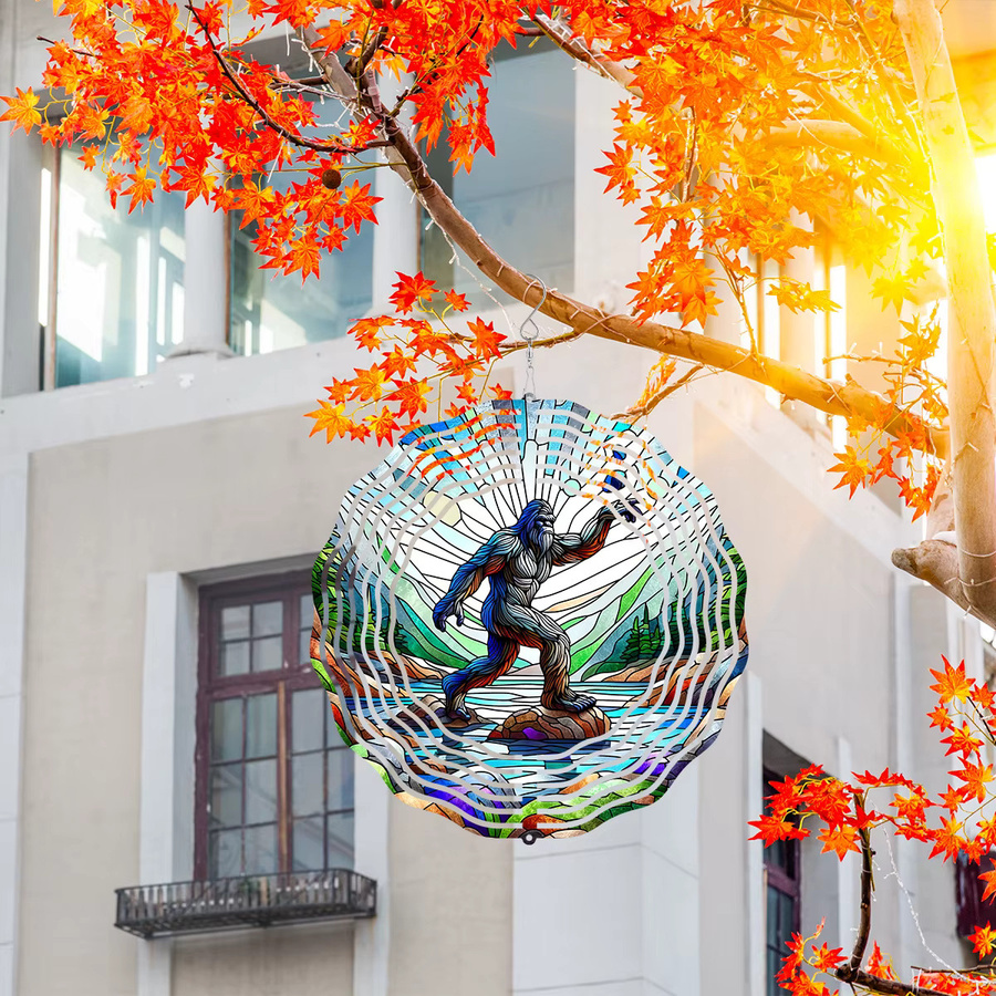 CIFBUY Mysteriöse Kreatur Windspinner aus Edelstahl als 3D Kinetische Skulptur für den Garten, Durchmesser: 25,4 cm, Farben: Silber, Weiß, Multicolour - Bild 2