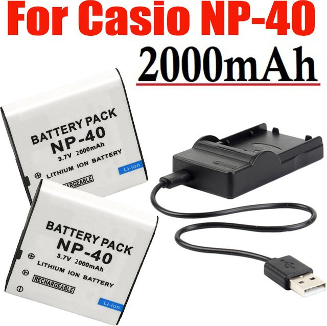 Casio NP-40 Akku Set mit Ladegerät 2000 mAh in Weiß für Exilim EX-Z600 EX-Z750 Z1000 Z1050 Z1080 FC100 FC150 P505 P600 P700 Kameras - Bild 1