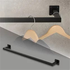 ML-Design Kleiderstange Garderobe zur Wandmontage aus Stahl in Schwarz Matt, B: 90 cm, H: 12 cm, T: 1,7 cm - Bild 1