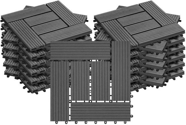 WOLTU 22er-Set WPC Terrassenfliesen Bodenbelag für deine Terrasse in Grau - Bild 1