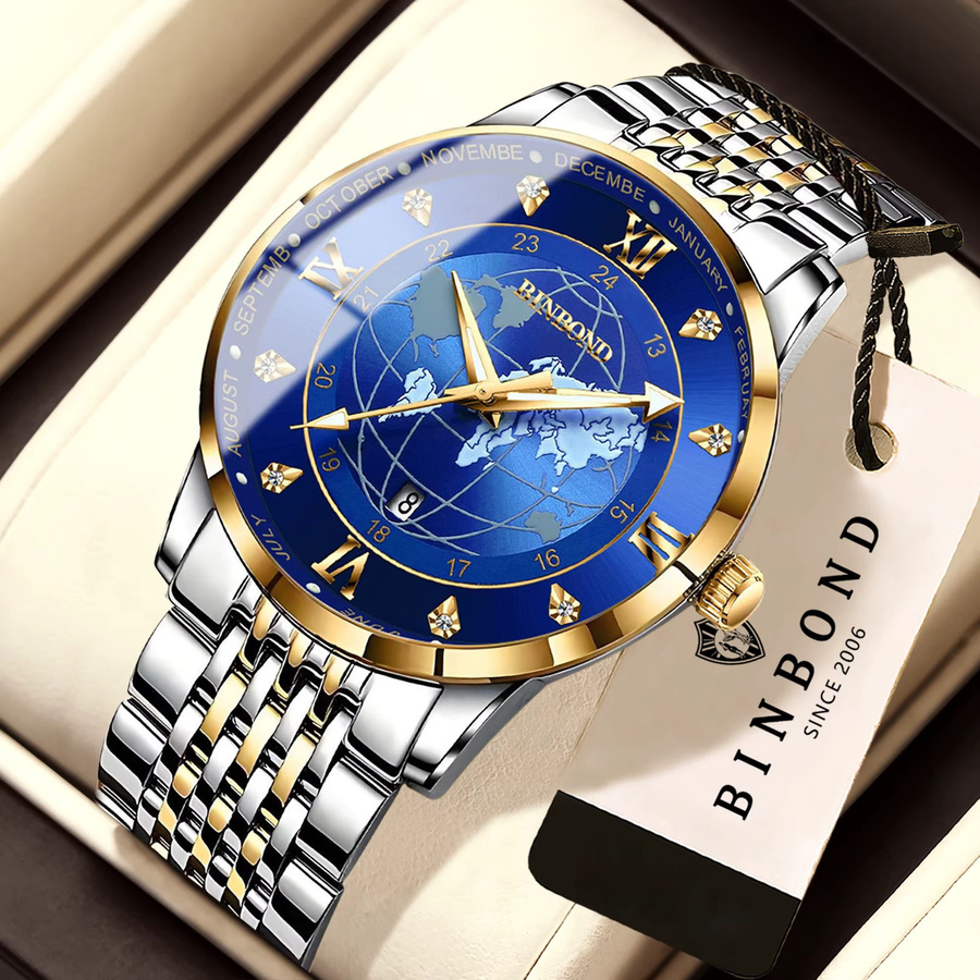 BINBOND Armbanduhr, Quarz, Edelstahl, Bicolor, Blau, Herren - Bild 2