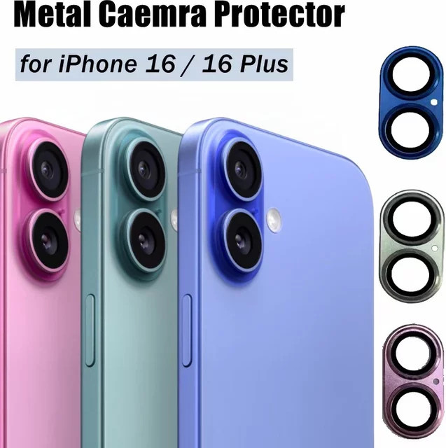 Metall Kameraobjektivschutz mit Glas für iPhone 16 15 Plus in Schwarz und Rot - Bild 1