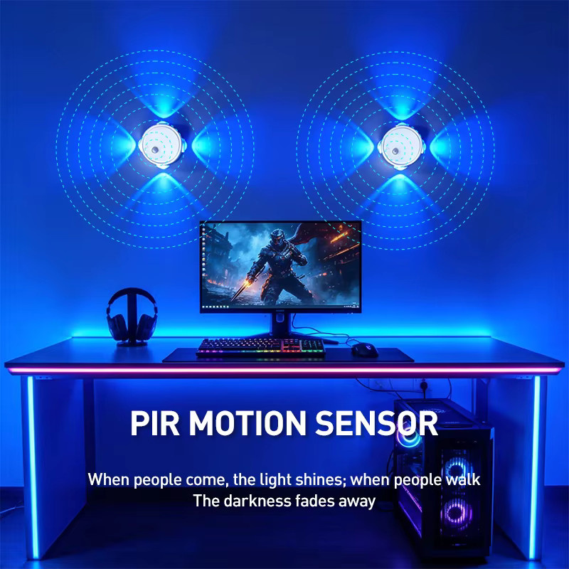 FLOWMIST RGB LED Wandlampe mit PIR-Bewegungssensor, wiederaufladbare magnetische Gaming-Atmosphärenbeleuchtung in Multicolour und Weiß - Bild 2