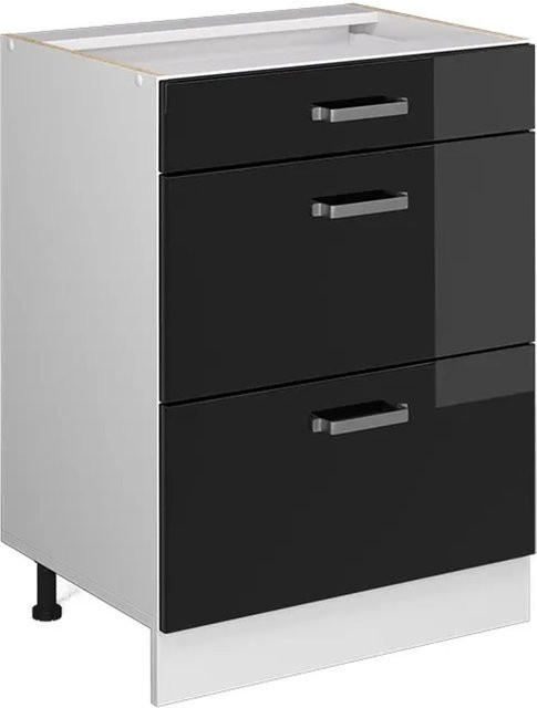 Vicco Küchenunterschrank R-Line mit Schubladen in Weiß und Schwarz, Breite: 60 cm - Bild 2