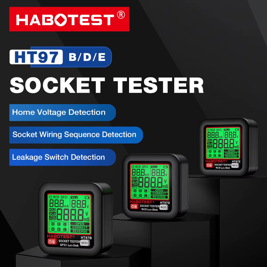 Digitaler Steckdosentester von TELEHILL zur Spannungserkennung und Leckageprüfung, Smart Spannungsdetektor für EU/US/UK Stecker, Farbe: Schwarz - Bild 2