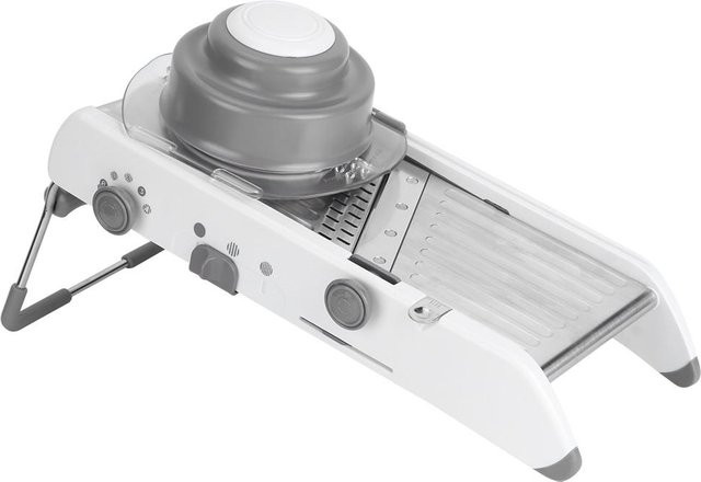 TOMTOP JMS Multifunktionaler Manueller Gemüseschneider aus Edelstahl und Kunststoff in Weiß mit Rutschfester Basis und Fingerschutz - Bild 1