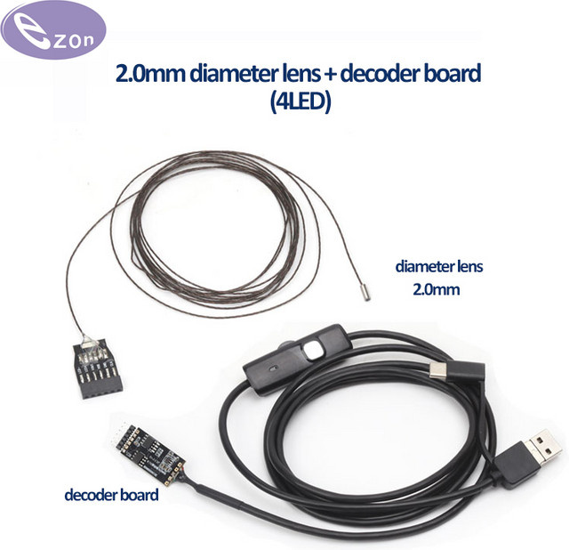 EOENKK OV6946 Ultrafeines USB-Endoskop-Modul mit 2,0mm Durchmesser, 120° Sichtfeld und OV426 Decoder-Board in Schwarz mit USB-C Anschluss - Bild 1