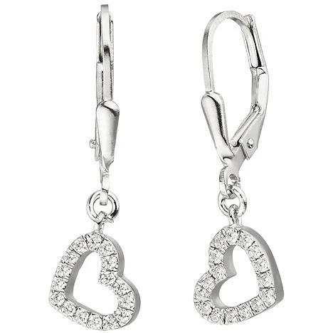 Colfem Ohrhänger Herz, 925 Sterling Silber, 32 Zirkonia, Damen - Bild 1