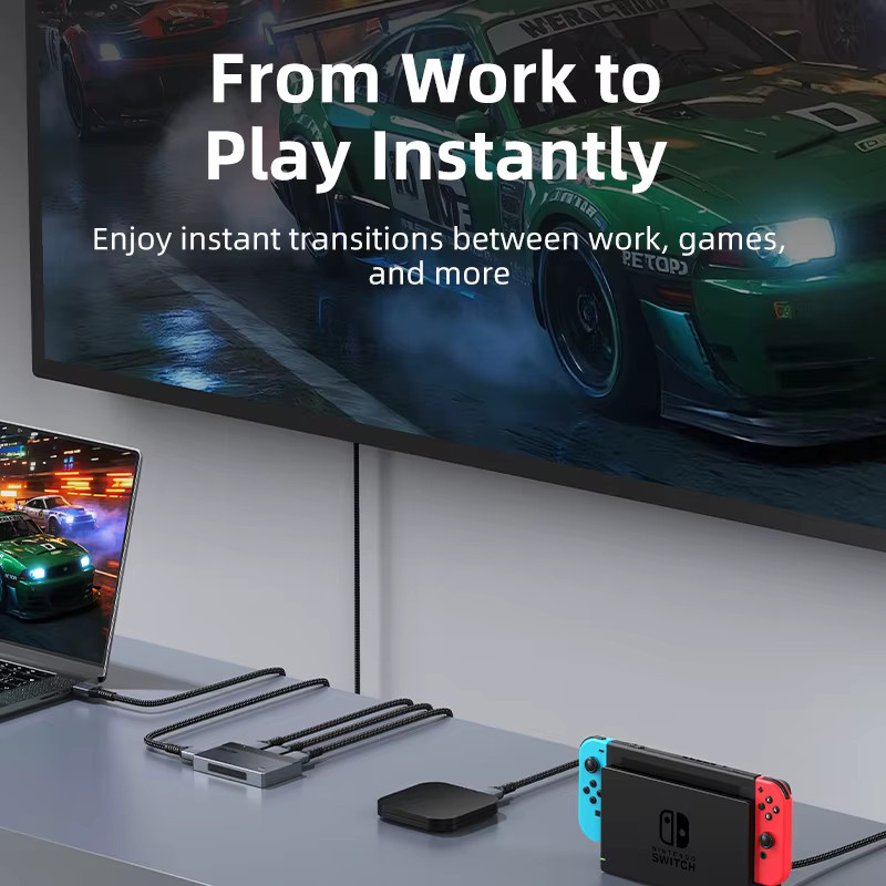 CABLETIME 3-in-1 HDMI-Umschalter 4K 60 Hz HDMI-Splitter in Silber für HDTV, PS5, Laptop und MacBook - Bild 3