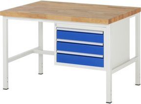 Rau Werkbank höhenverstellbar mit 3 Schubladen, B/T/H: 125,0 x 90,0 x 84,0-104,0 cm - Bild 1