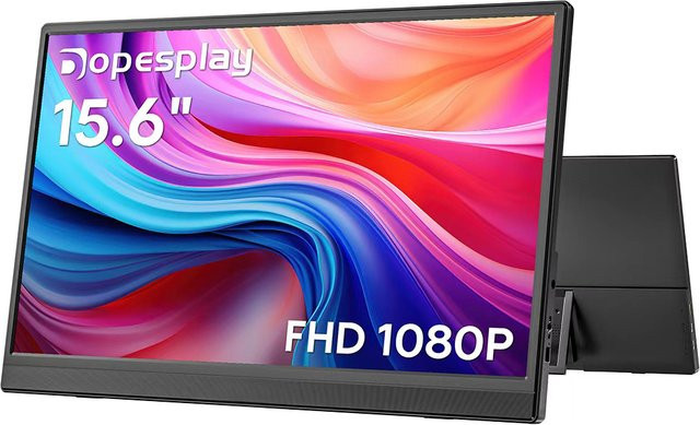 Dopesplay Tragbarer Monitor 15,6 Zoll FHD IPS 1080P Externer Bildschirm in Schwarz für Laptop, Mac, Windows und Mini-PC - Bild 1